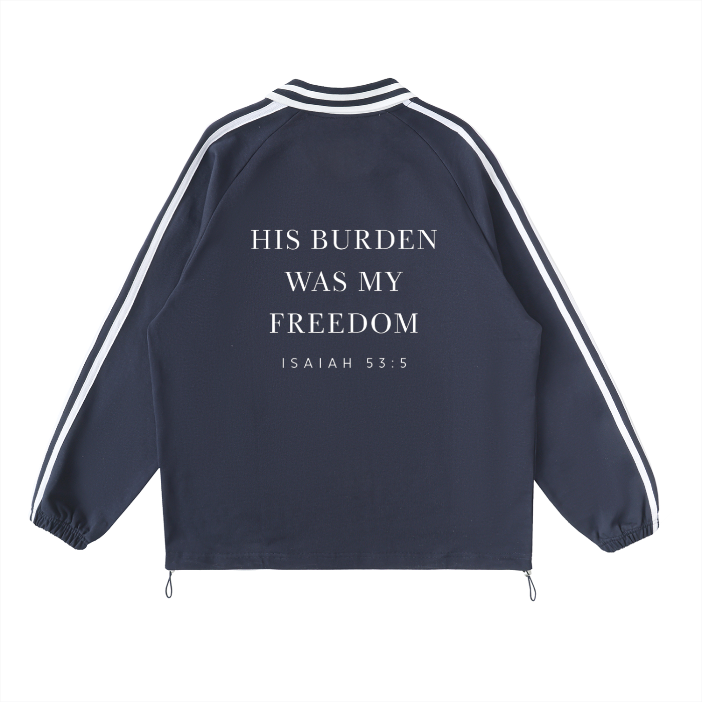 Faith Collective Striped Lapel Collar Sweatshirt