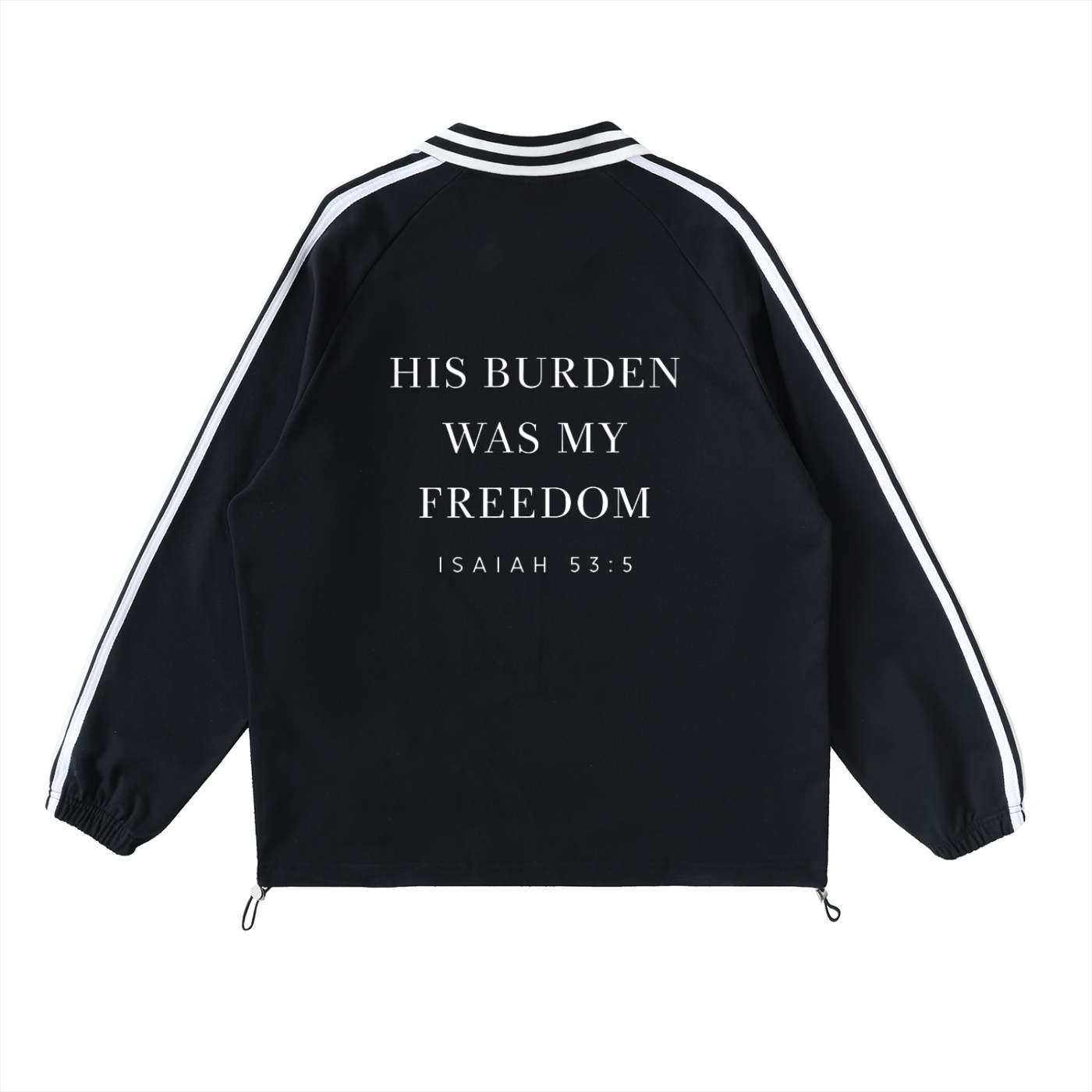 Faith Collective Striped Lapel Collar Sweatshirt