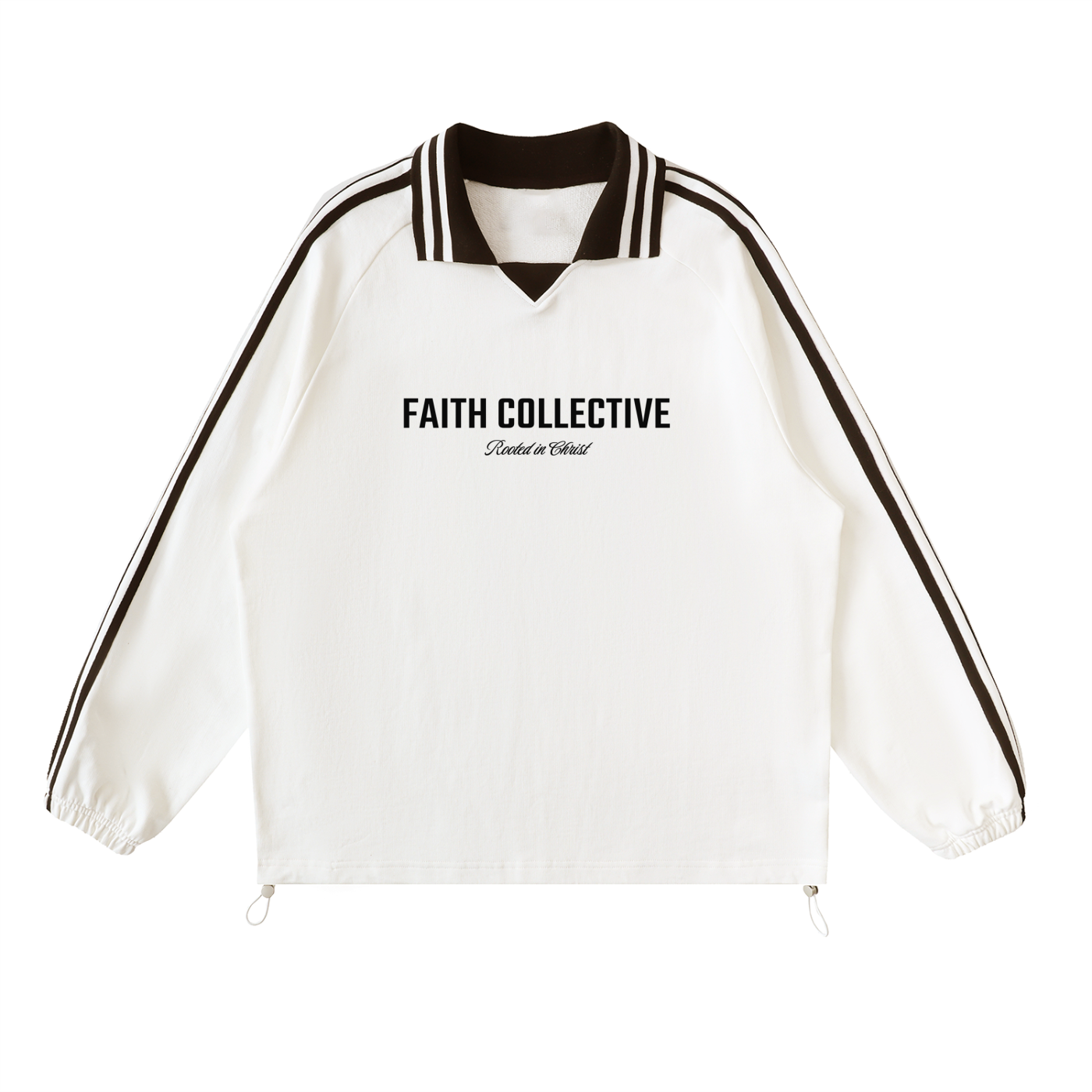 Faith Collective Classic Striped Lapel Collar Sweatshirt