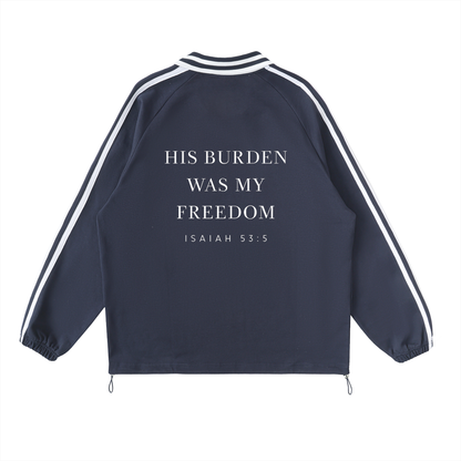 Faith Collective Striped Lapel Collar Sweatshirt