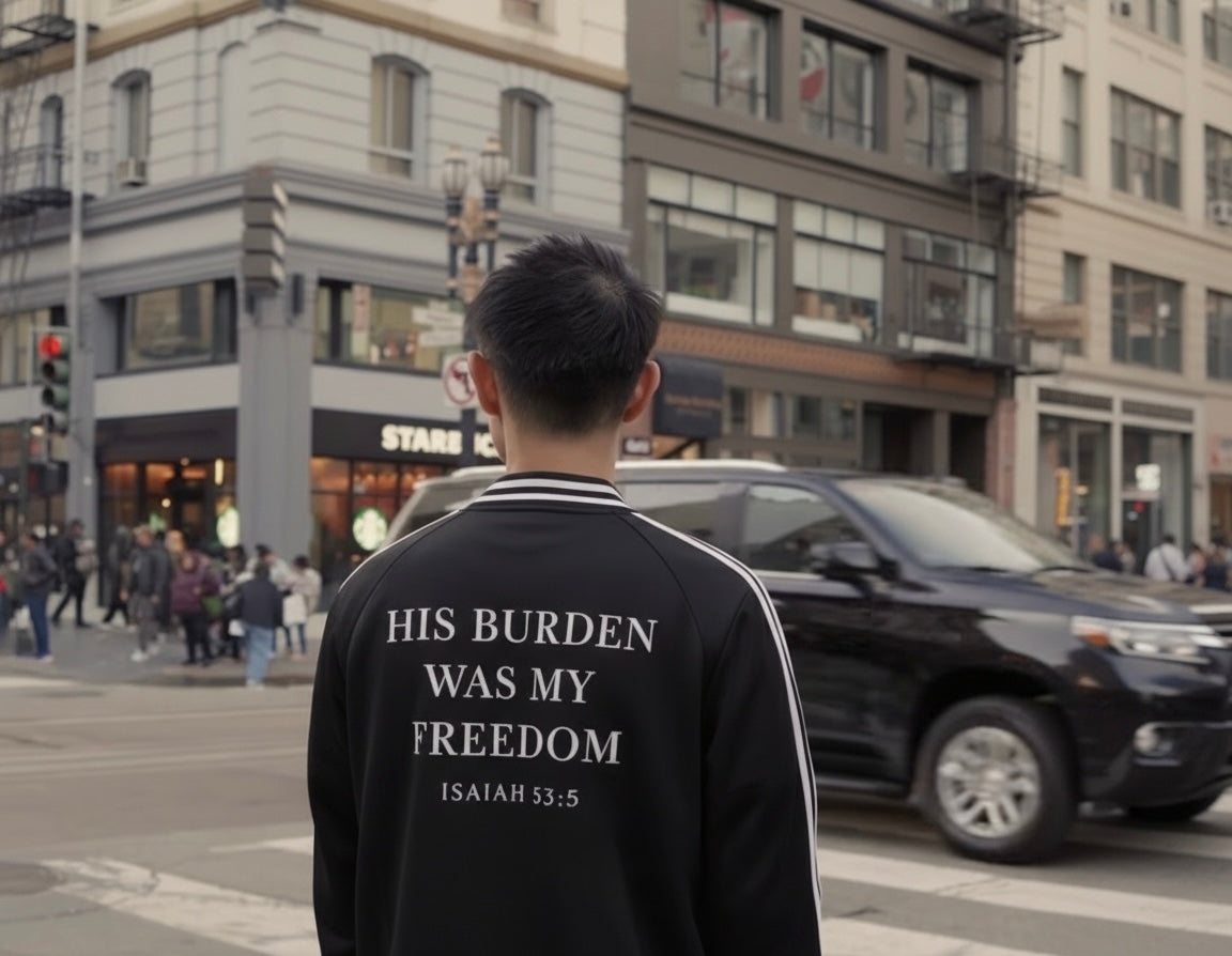 Faith Collective Striped Lapel Collar Sweatshirt