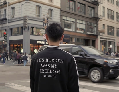 Faith Collective Striped Lapel Collar Sweatshirt