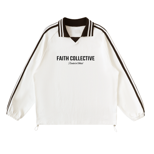Faith Collective Classic Striped Lapel Collar Sweatshirt