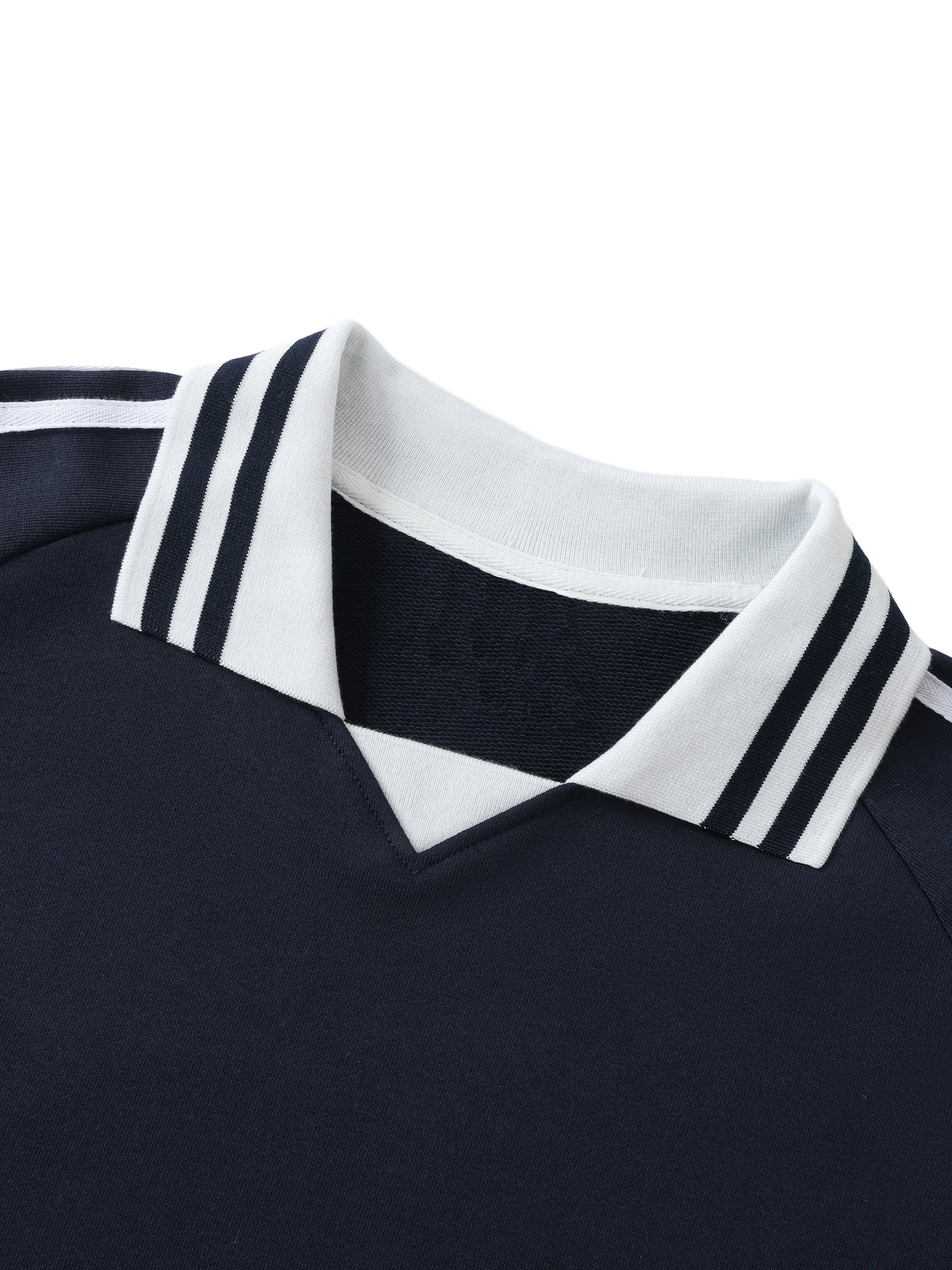 Faith Collective Striped Lapel Collar Sweatshirt