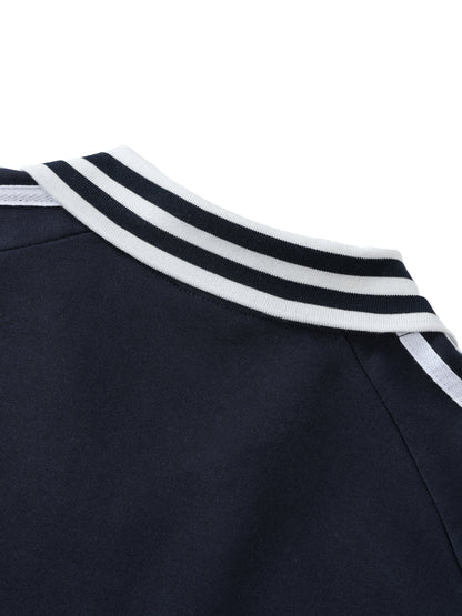 Faith Collective Striped Lapel Collar Sweatshirt